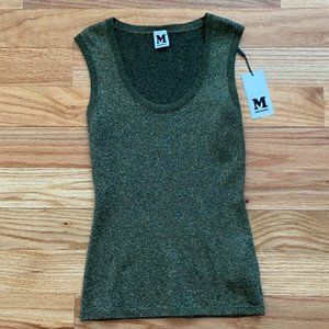 NWT Authentic Missoni M Metallic Olive Green Lurex Tank Top (Size 38)